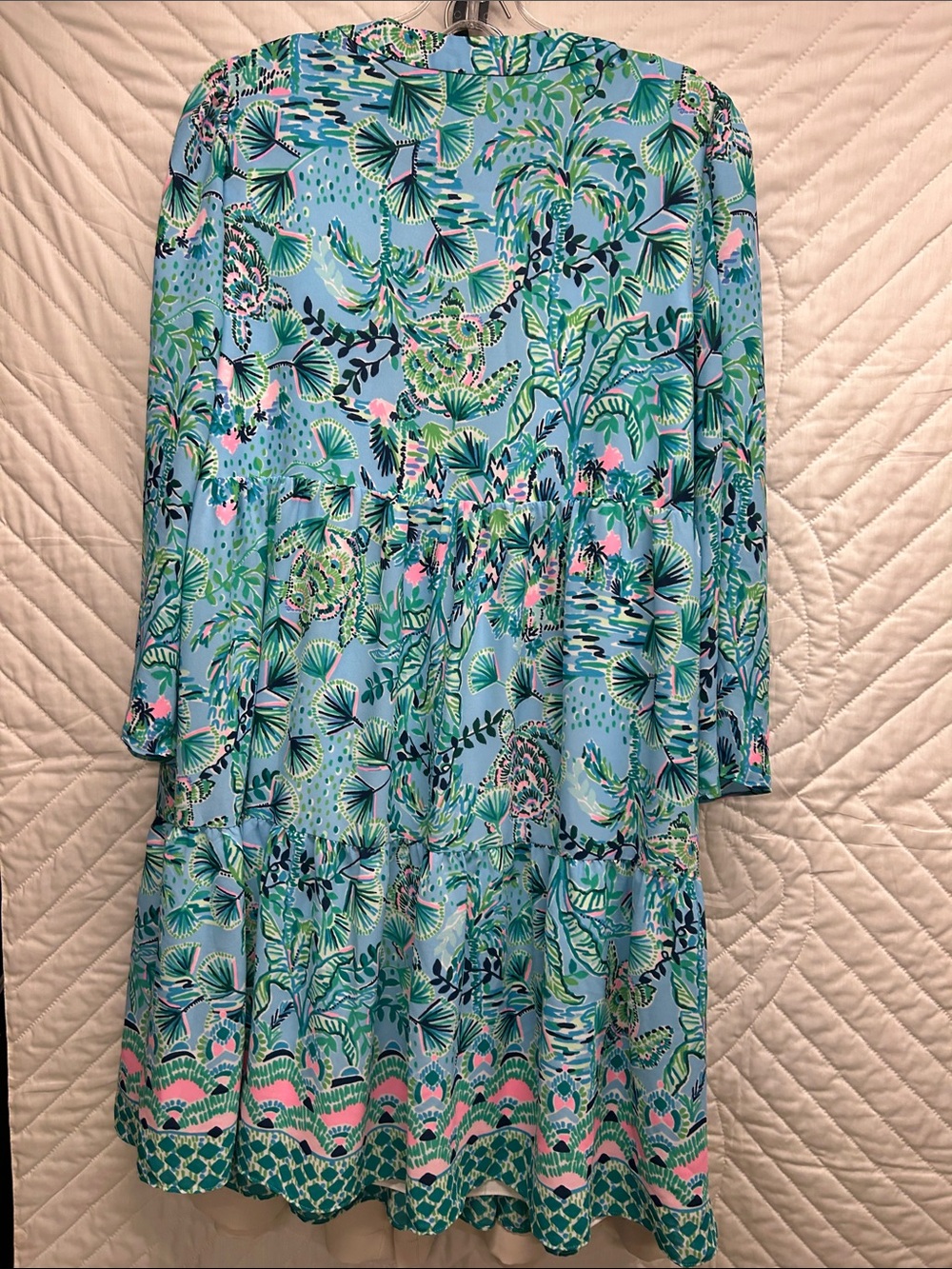 Lilly Pulitzer Aqua Tropical Floral Tiered Dress - Picture 5 of 5